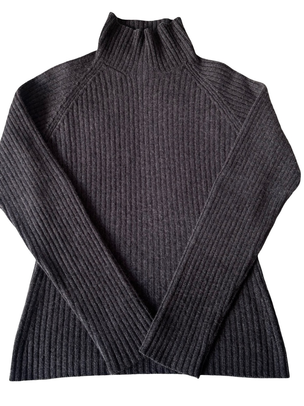 Ralph Lauren Black Label Women’s Gray Cashmere Rib-Knit Mock Neck Sweater Size L
